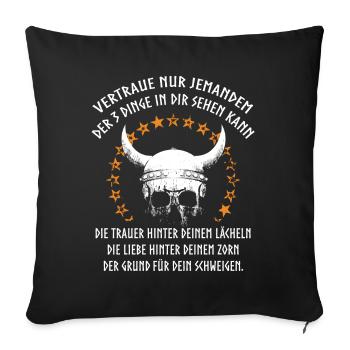 Wikinger, Walhalla Sprüche, Odin Nordmann - Sofakissenbezug 45 x 45 cm - Schwarz - Vorne