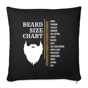 Bear Size Chart, Bearded, Bearded - Sofa pillowcase 17,3'' x 17,3'' (45 x 45 cm) - black - Front