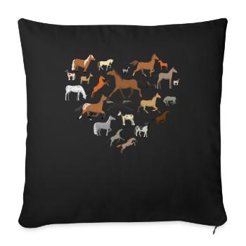 Horses With Love, Horse Lover, Sweet Horses - Sofa pillowcase 17,3'' x 17,3'' (45 x 45 cm) - black - Front