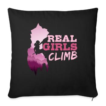 Real Girls Climbing, Climber, Boulder - Sofa pillowcase 17,3'' x 17,3'' (45 x 45 cm) - black - Front