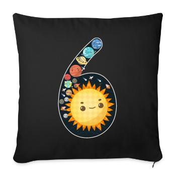 6th birthday children, space, solar system - Sofa pillowcase 17,3'' x 17,3'' (45 x 45 cm) - black - Front