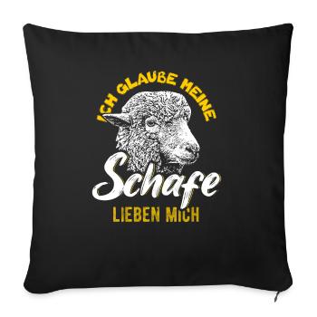 Hausschaf Merinoschaf Schafbock - Sofakissenbezug 45 x 45 cm - Schwarz - Vorne