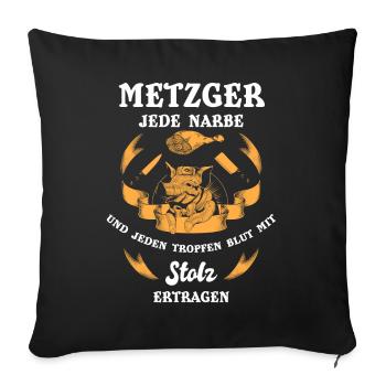 Fleischer, Metzgerei, Metzger, Schlachter - Sofakissenbezug 45 x 45 cm - Schwarz - Vorne