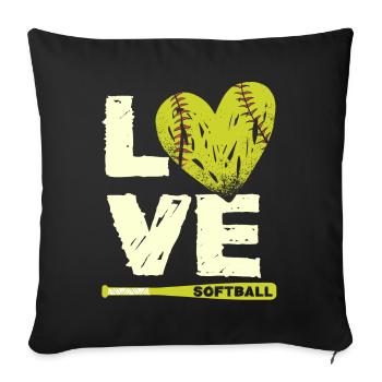 Ich Liebe Softball, Softball - Sofakissenbezug 45 x 45 cm - Schwarz - Vorne