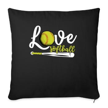 Ich Liebe Softball, Softball - Sofakissenbezug 45 x 45 cm - Schwarz - Vorne