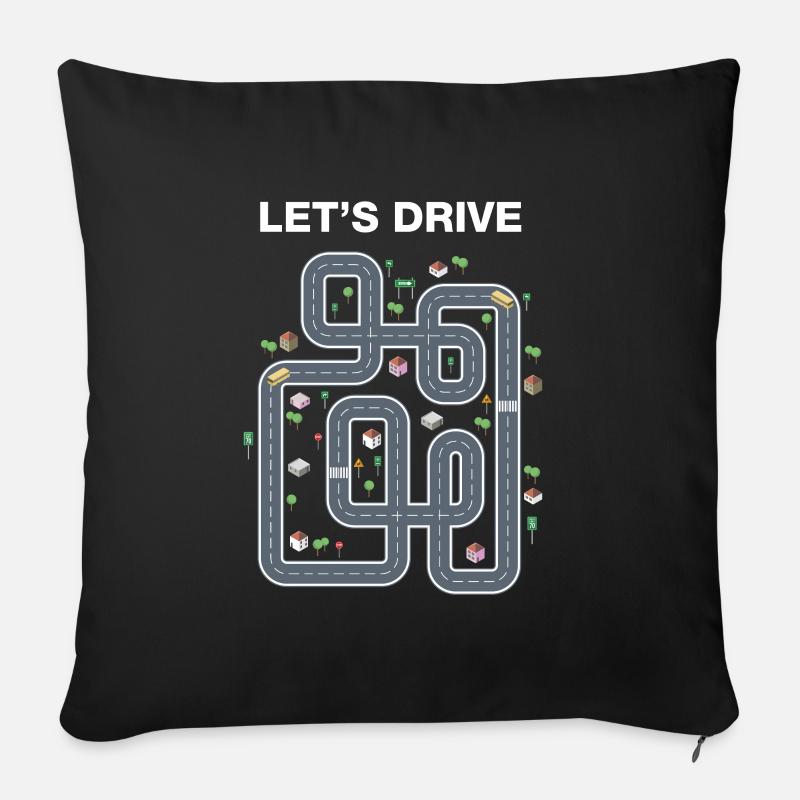 Jouez des voitures sur papa dos papa massage - Housse de coussin décorative 45 x 45 cm - noir