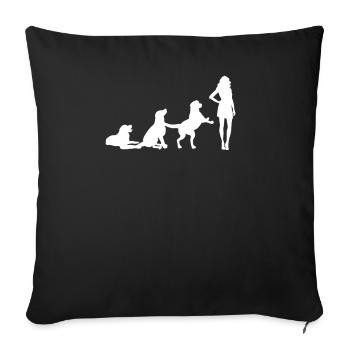 Hund Evolution Hunde Gassi Entwicklung Mensch - Sofakissenbezug 45 x 45 cm - Schwarz - Vorne