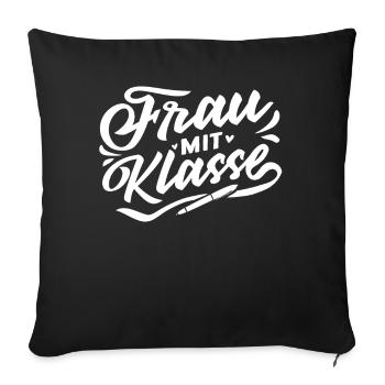 Woman with class, Children's School, Teacher - Sofa pillowcase 17,3'' x 17,3'' (45 x 45 cm) - black - Front