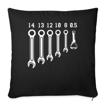 Mécanicien clé à molette, ouvre-bière - Housse de coussin décorative 45 x 45 cm - noir - Devant