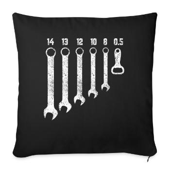 Mécanicien cadeau, atelier, ouvre-bière - Housse de coussin décorative 45 x 45 cm - noir - Devant