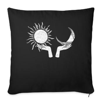 Yoga Ying Yang Lune et soleil, Arbre de vie - Housse de coussin décorative 45 x 45 cm - noir - Devant