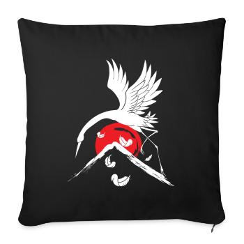 Common Crane Japan Bird Watching Japanese Culture - Sofa pillowcase 17,3'' x 17,3'' (45 x 45 cm) - black - Front