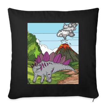 Time Dino Volcano Eruption Nature - Sofa pillowcase 17,3'' x 17,3'' (45 x 45 cm) - black - Front