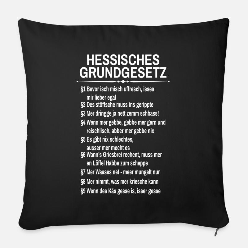 Hessisches Grundgesetz Hessen Dialekt - Sofakissenbezug 45 x 45 cm - Schwarz