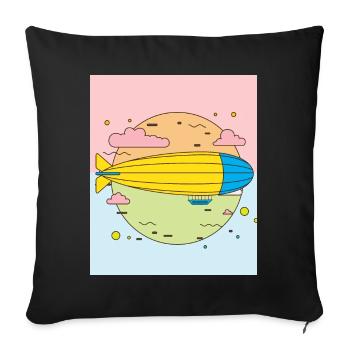 Retro Vintage Zeppelin Flying - Sofa pillowcase 17,3'' x 17,3'' (45 x 45 cm) - black - Front