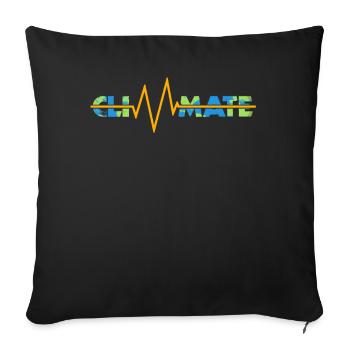 Climat battements de cœur, jour de la Terre, Énergie propre - Housse de coussin décorative 45 x 45 cm - noir - Devant
