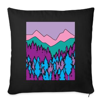 Nature forêt arbres liberté soleil - Housse de coussin décorative 45 x 45 cm - noir - Devant