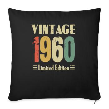 62ème anniversaire Vintage 1960 Millésime 62 ans - Housse de coussin décorative 45 x 45 cm - noir - Devant