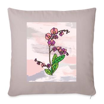 Vintage Blumen Orchideen Bunt - Sofakissenbezug 45 x 45 cm - helles Taupe - Vorne