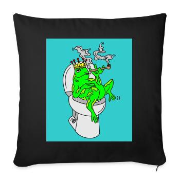 Rauchender Frosch auf dem Klo - Sofakissenbezug 45 x 45 cm - Schwarz - Vorne