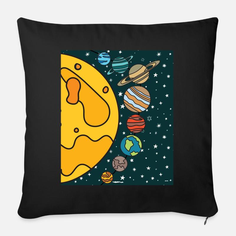 Astronomie Sonnensystem Planeten Weltall - Sofakissenbezug 45 x 45 cm - Schwarz