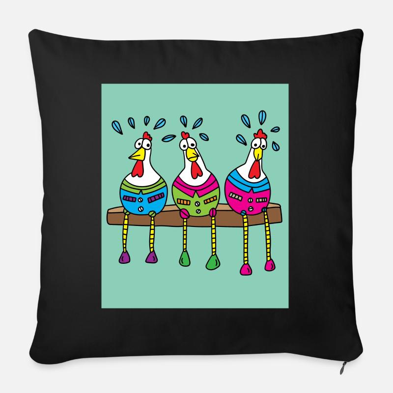 Crazy chickens funny chicken - Sofa pillowcase 17,3'' x 17,3'' (45 x 45 cm) - black