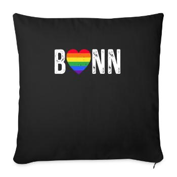 LGBT Bonn Gay Pride Equality Ally CSD Regenbogen - Sofakissenbezug 45 x 45 cm - Schwarz - Vorne