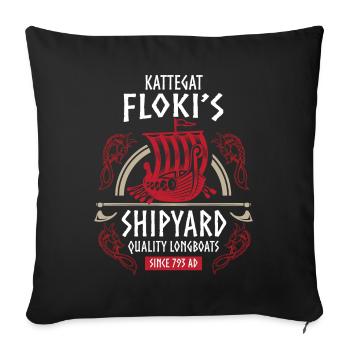 Viking, Kattegat Flokis Werft - Sofakissenbezug 45 x 45 cm - Schwarz - Vorne