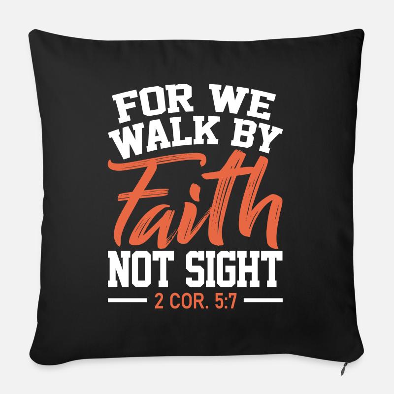 Verse biblique, Dieu chrétien, prière - Housse de coussin décorative 45 x 45 cm - noir