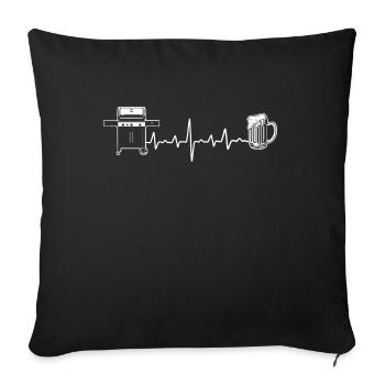 Barbecue barbecue et bières battement de coeur barbecue barbecue - Housse de coussin décorative 45 x 45 cm - noir - Devant