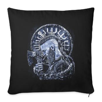 Wikinger Mann Portrait Schild Vegvisir - Sofakissenbezug 45 x 45 cm - Schwarz - Vorne