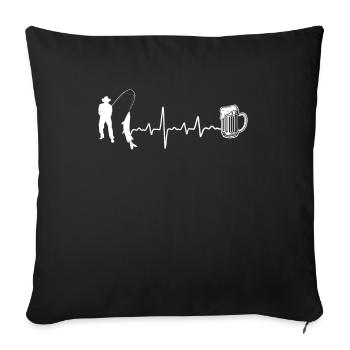Pêche pêche et bière - Housse de coussin décorative 45 x 45 cm - noir - Devant