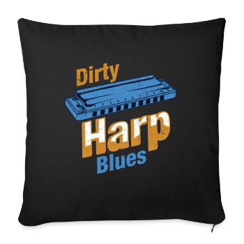 Dirty Harp Blues Harmonica Instrument Music Gift - Housse de coussin décorative 45 x 45 cm - noir - Devant