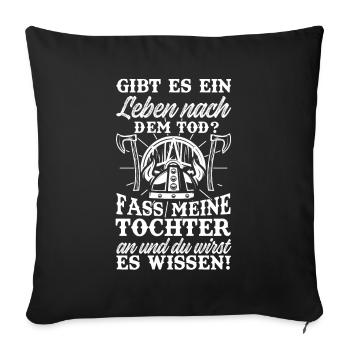 Wikinger Papa Tochter Vater Vatertag Viking - Sofakissenbezug 45 x 45 cm - Schwarz - Vorne