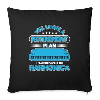 Retirement Plan Harmonica Instrument Blues Gift - Sofa pillowcase 17,3'' x 17,3'' (45 x 45 cm) - black - Front