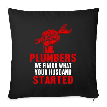 Plombiers Mari Profession Travail Plomberie Tuyau cadeau - Housse de coussin décorative 45 x 45 cm - noir - Devant