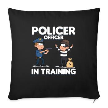 Policier en formation Policier Cadeau de flic - Housse de coussin décorative 45 x 45 cm - noir - Devant