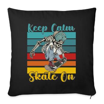 Keep Calm Skate on Skateboarding - Housse de coussin décorative 45 x 45 cm - noir - Devant