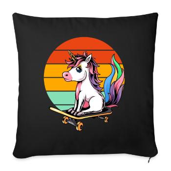 Unicorn Skateboard Retro - Sofa pillowcase 17,3'' x 17,3'' (45 x 45 cm) - black - Front