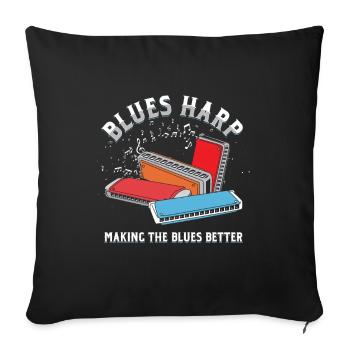 Blues Harp Harmonica Instrument Acoustic Band Gift - Sofa pillowcase 17,3'' x 17,3'' (45 x 45 cm) - black - Front