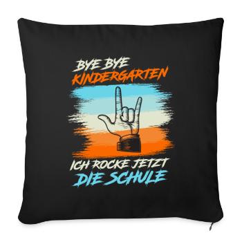 Schulanfänger Jungen Geschenk Schulbeginn - Sofakissenbezug 45 x 45 cm - Schwarz - Vorne