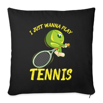Drôle de tennis sort balle de tennis enfants - Housse de coussin décorative 45 x 45 cm - noir - Devant
