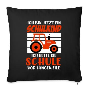 Schulkind 2021 rettet Schule vor Langeweile - Sofakissenbezug 45 x 45 cm - Schwarz - Vorne