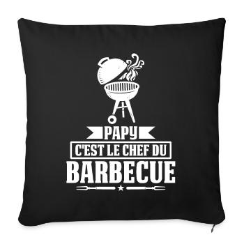 Papy c'est le chef du Barbecue BBQ Fête Des Pères - Sofakissenbezug 45 x 45 cm - Schwarz - Vorne
