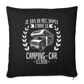 J'aime le camping car et l'apéro Caravane Camping - Sofakissenbezug 45 x 45 cm - Schwarz - Vorne