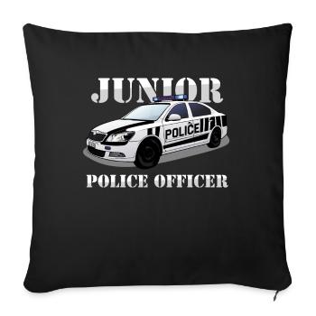 Officier de police subalterne Policier De voiture de police - Housse de coussin décorative 45 x 45 cm - noir - Devant