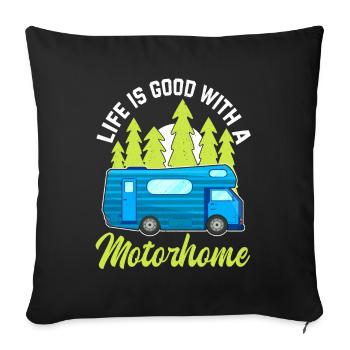 Camper Life is Good Motorhome Camping - Sofa pillowcase 17,3'' x 17,3'' (45 x 45 cm) - black - Front