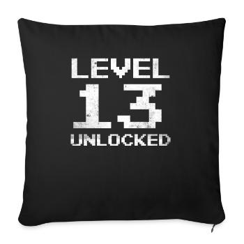 13th Birthday Level 13 Unlocked 13 Years Gamer - Sofa pillowcase 17,3'' x 17,3'' (45 x 45 cm) - black - Front