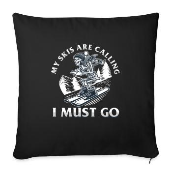 My Skis Are Calling Skier Skeleton Winter Sports - Sofa pillowcase 17,3'' x 17,3'' (45 x 45 cm) - black - Front