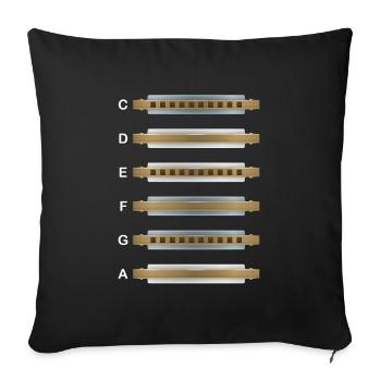 Harmonica Instrument Musique Sound Blues Bass Cadeau - Housse de coussin décorative 45 x 45 cm - noir - Devant